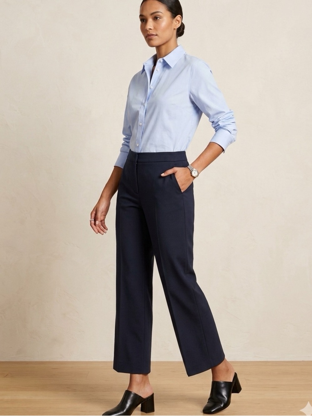Lafayette 148 Womans Dress Pants Black Size 8 front crease zip hook closure